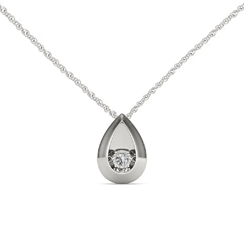 Flat knot necklaces-De Couer 10K White Gold 1/20ct TDW Dancing Diamond Necklace - White H-I