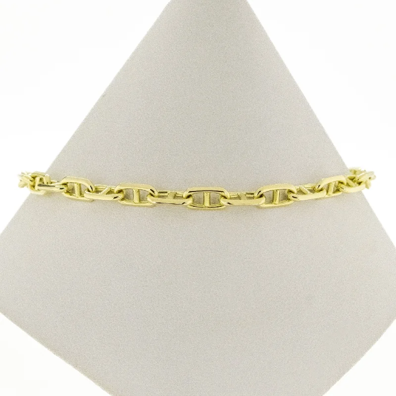 Victorian charm bangles-Anchor Mariner Link 9" Chain Bracelet in 14K Yellow Gold