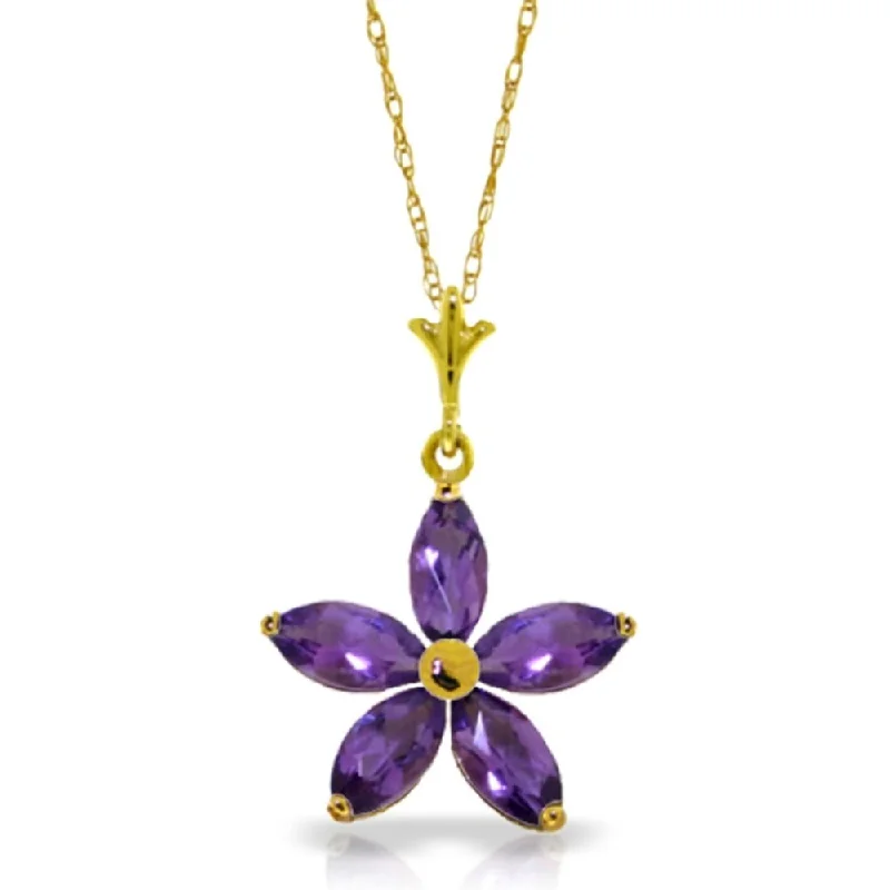 Cosmic glow necklaces-1.4 CTW 14K Solid Gold Tendency To Love Amethyst Necklace