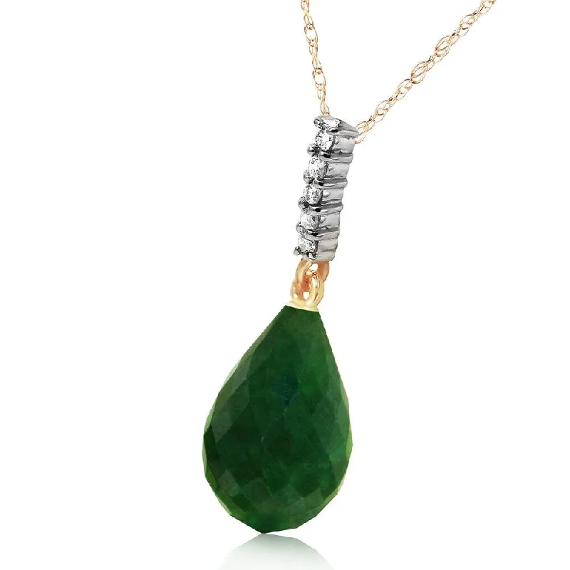 Freshwater pearl necklaces-8.88 Carat 14K Solid Gold Necklace Diamond Briolette Drop Emerald