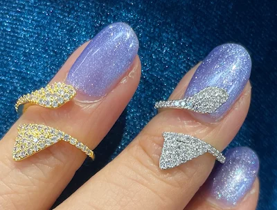 Glittering crystal rings-Wrap Nail Ring