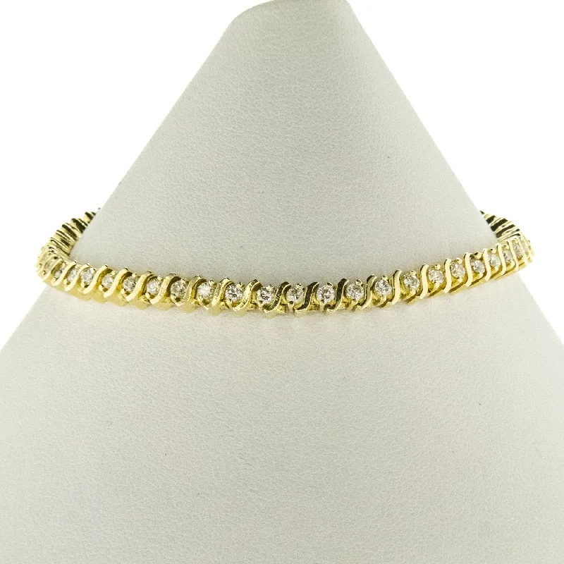 Oval stone bangles-2.00ctw Diamond Accented S Link 7.25" Tennis Bracelet in 14K Yellow Gold