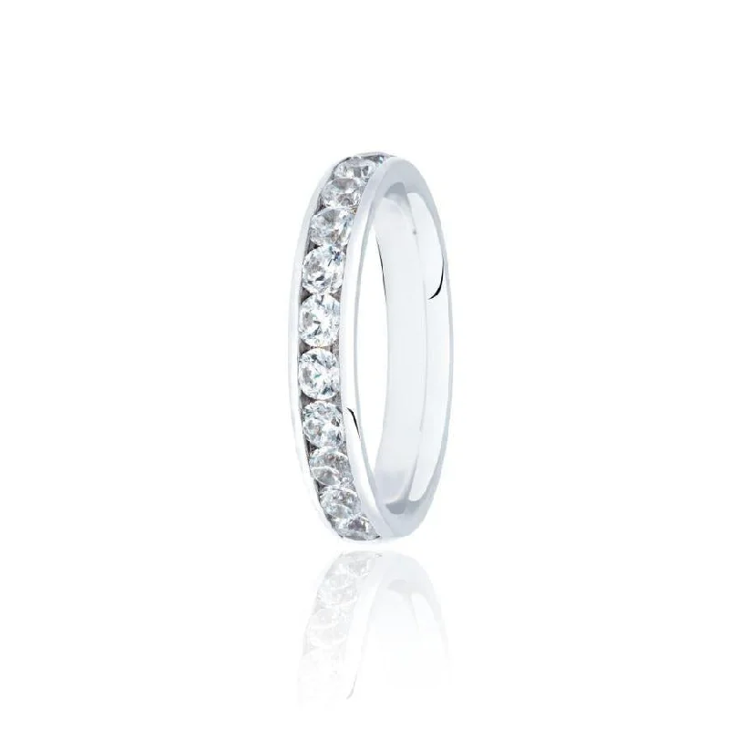 Beaded edge engagement rings-Platinum Round Brilliant Cut Diamond Set Eternity Ring