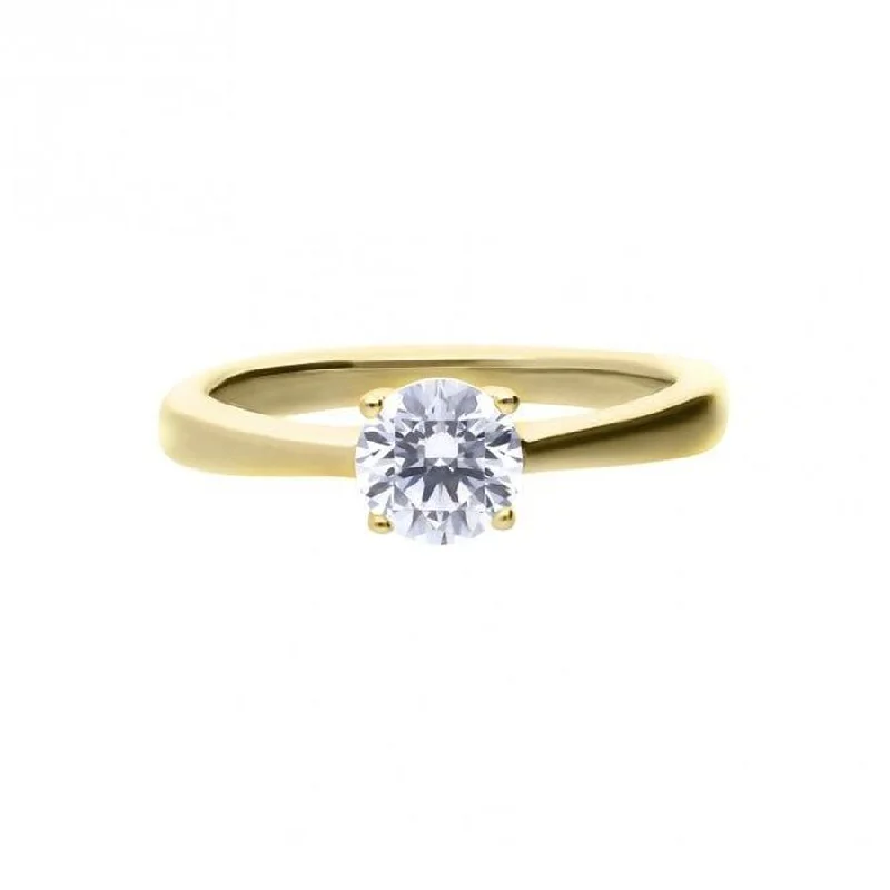 Radiant star engagement rings-Gold Plated Silver 0.75ct Cubic Zirconia Solitaire Ring, size O 1/2