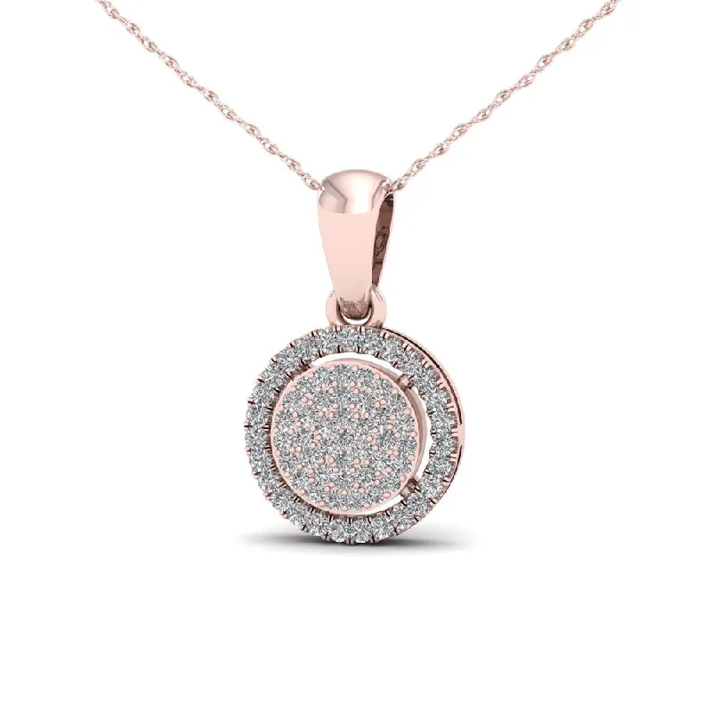 Thin-line necklaces-De Couer 1/6ct TDW Diamond Halo Necklace - Pink