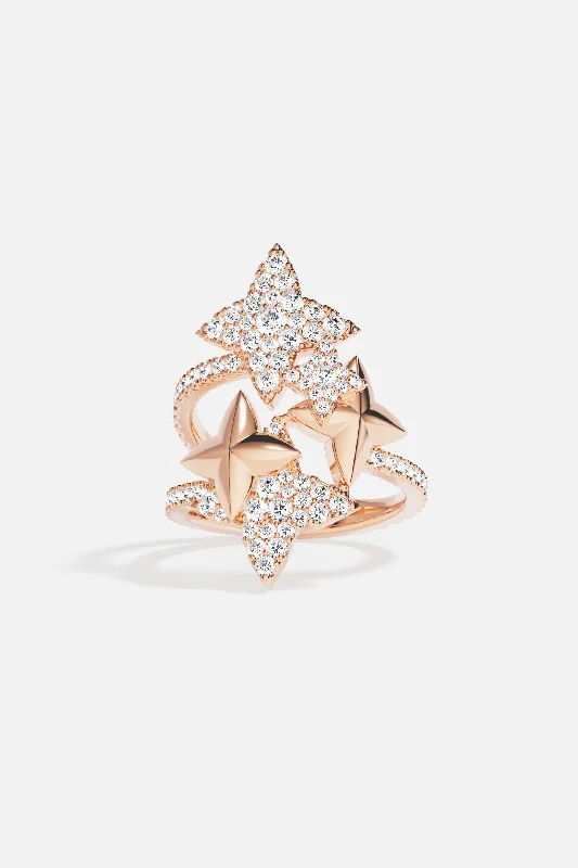 Tiered design rings-Intertwined Météorites Rose Gold Ring