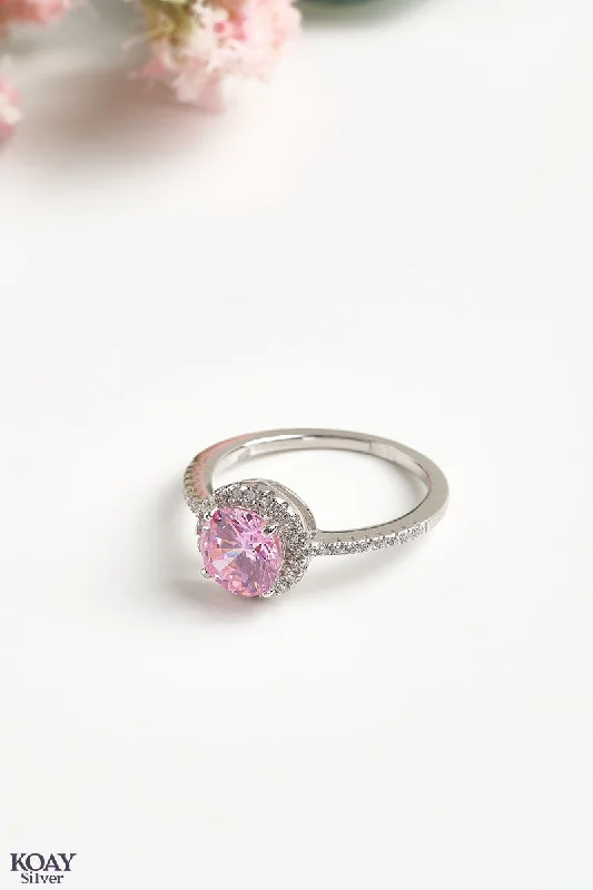 Bold gem rings-Zircon Ring (064-Rose)