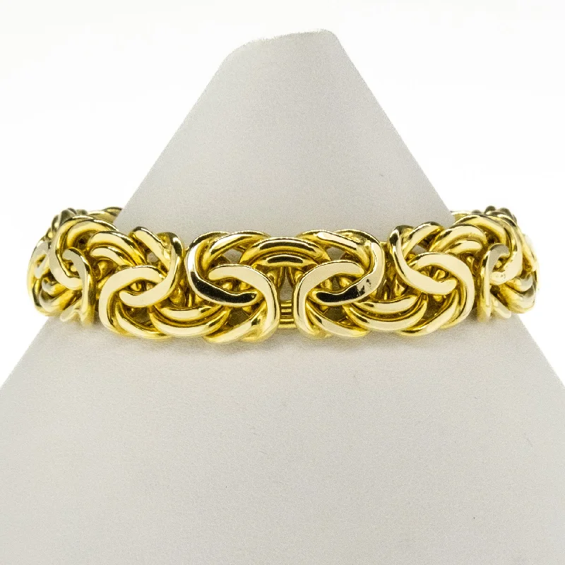 Raven feather bangles-Byzantine Link Bracelet 8" in 14K Yellow Gold