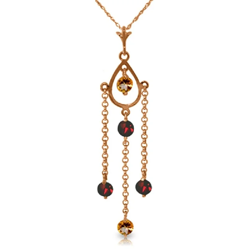 Surf wave necklaces-14K Rose Gold Necklace w/ Natural Citrine & Garnet