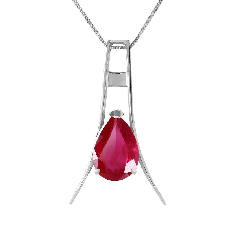 Tight clasp necklaces-1.5 Carat 14K White Gold Orpheus Singing Ruby Necklace