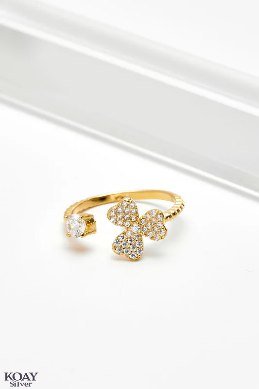 Glossy finish rings-Zircon Ring (050) Gold Plated