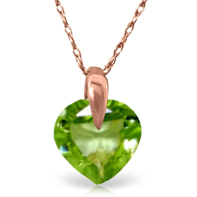 Fine bead necklaces-1.15 Carat 14K Rose Gold Heart Peridot Necklace