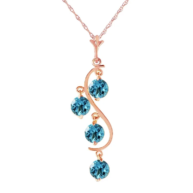 Sleek drop necklaces-14K Rose Gold Blue Topaz Gemstone New Necklace