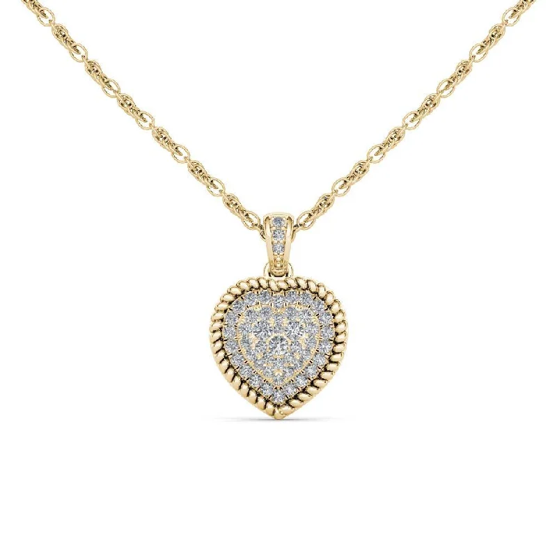 Onyx healing necklaces-De Couer 10k Yellow Gold 1/4ct TDW Diamond Cluster Heart Necklace