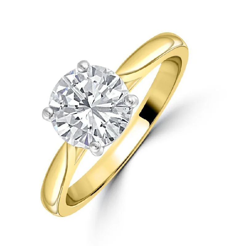 Forever gem engagement rings-1.50ct Round Brilliant Cut Diamond Solitaire 18ct Yellow Gold Ring