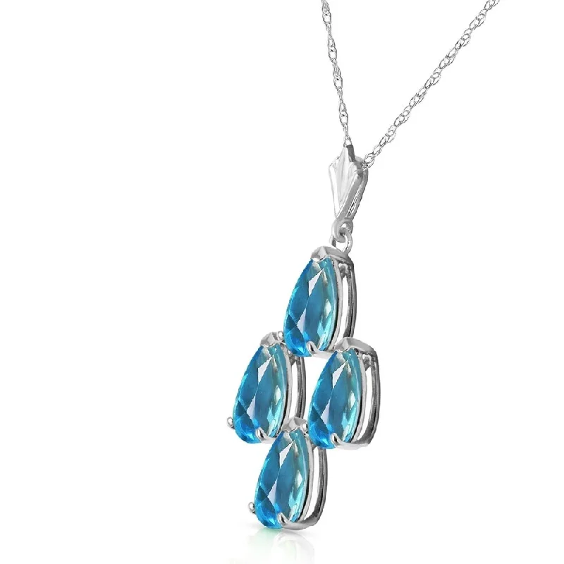 High pendant necklaces-1.5 Carat 14K Solid White Gold Good Beginnings Blue Topaz Necklace