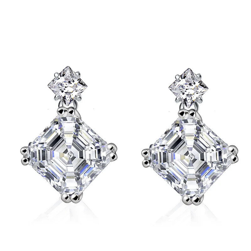 Anne Square Asscher-cut Drop Earrings