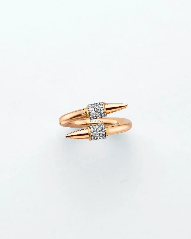 Worn bronze rings-Duet Spike Ring