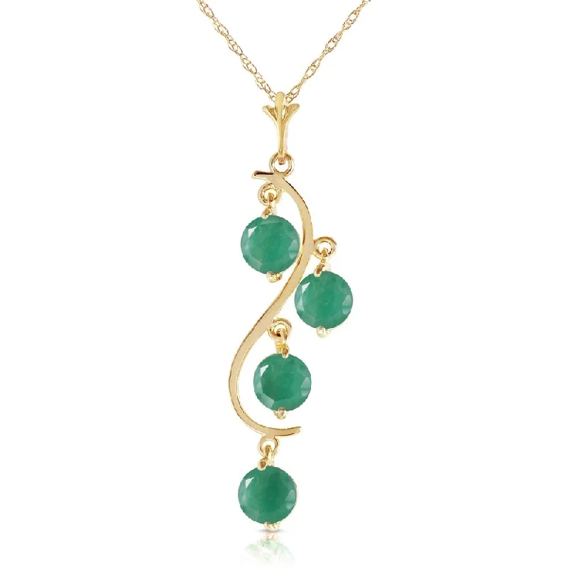 Shiny charm necklaces-2 Carat 14K Gold House of Love Emerald Necklace