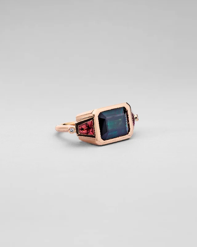 Cedar grain rings-LA CRÈME HUNTER & PINK TOURMALINE COCKTAIL RING