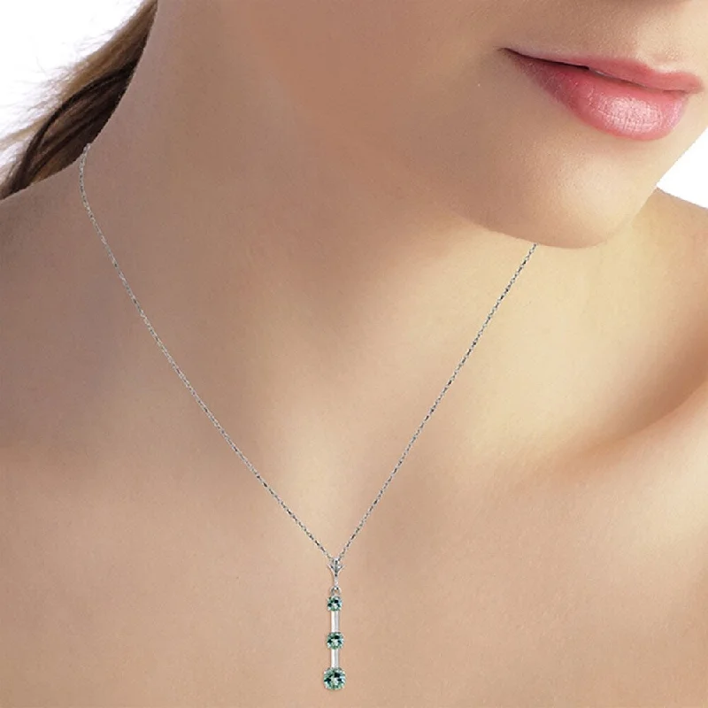 Smooth disc necklaces-1.25 Carat 14K White Gold Handwritten Blue Topaz Necklace