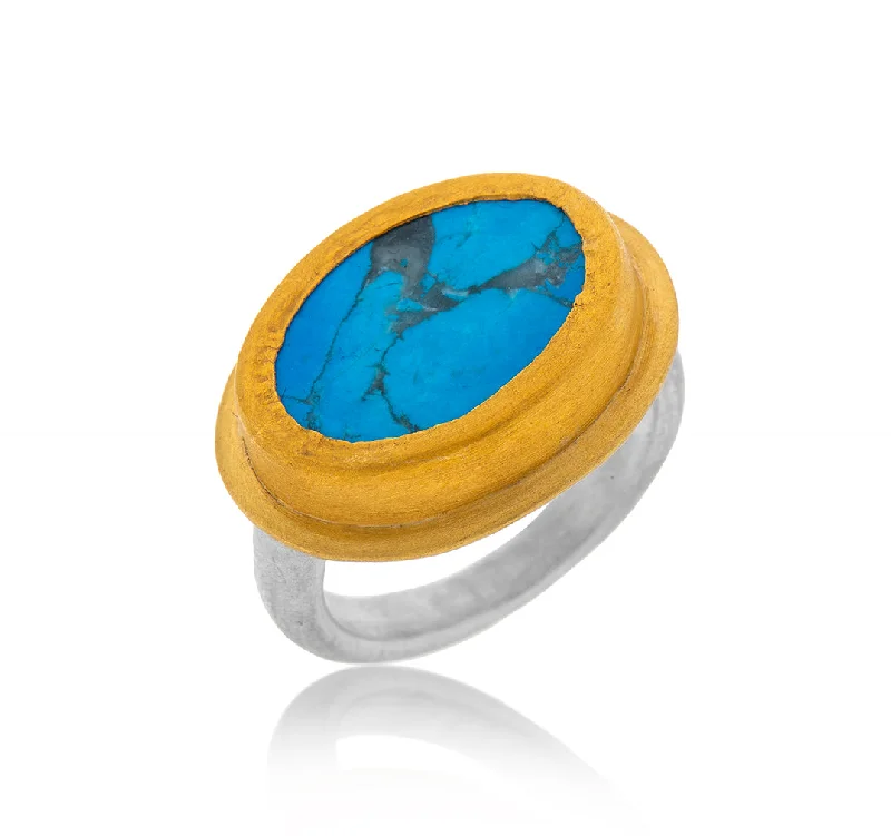 Hand-polished rings-Nava Zahavi Turquoise Testament Ring