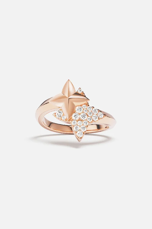 Tide shape rings-Météorites Rose Gold Ring