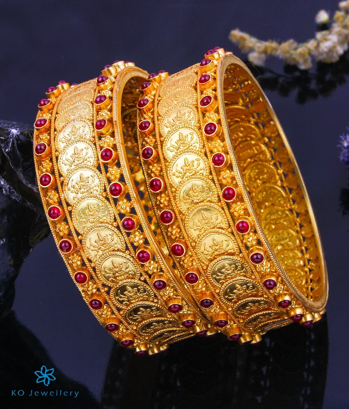 Ruby bead bangles-The Sindhuja Silver Lakshmi Coin Bangle (Size 2.2/2.4/2.6/2.8)