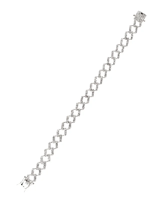 Leaf design bangles-Men's Chain Link Bracelet w/ Cubic Zirconia