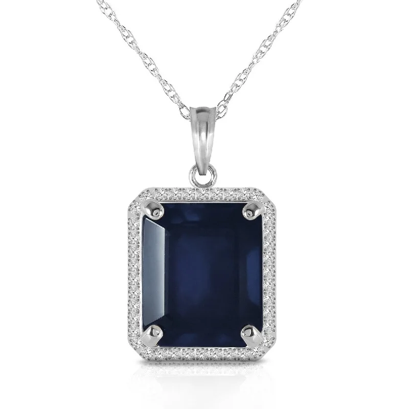 Curved charm necklaces-6.6 Carat 14K Solid Gold Gemstone Necklace Natural Diamond Sapphire