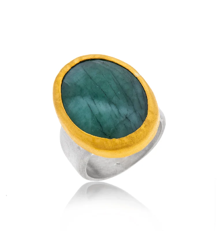 Petal carved rings-Omni Emerald Ring