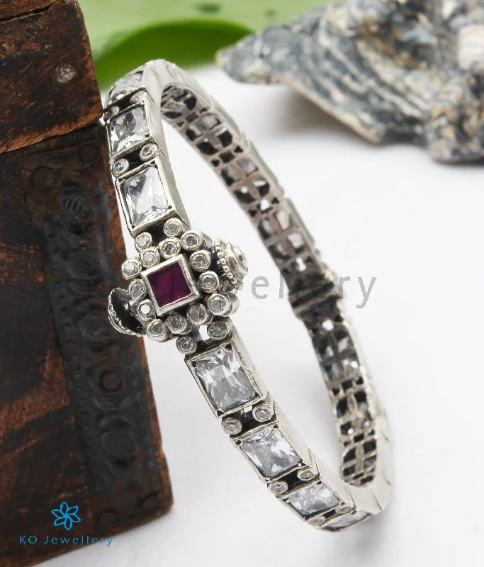 Moon motif bangles-The Sattva Silver Bracelet (White/Oxidised/Size 2.2/2.4/2.6/2.8)