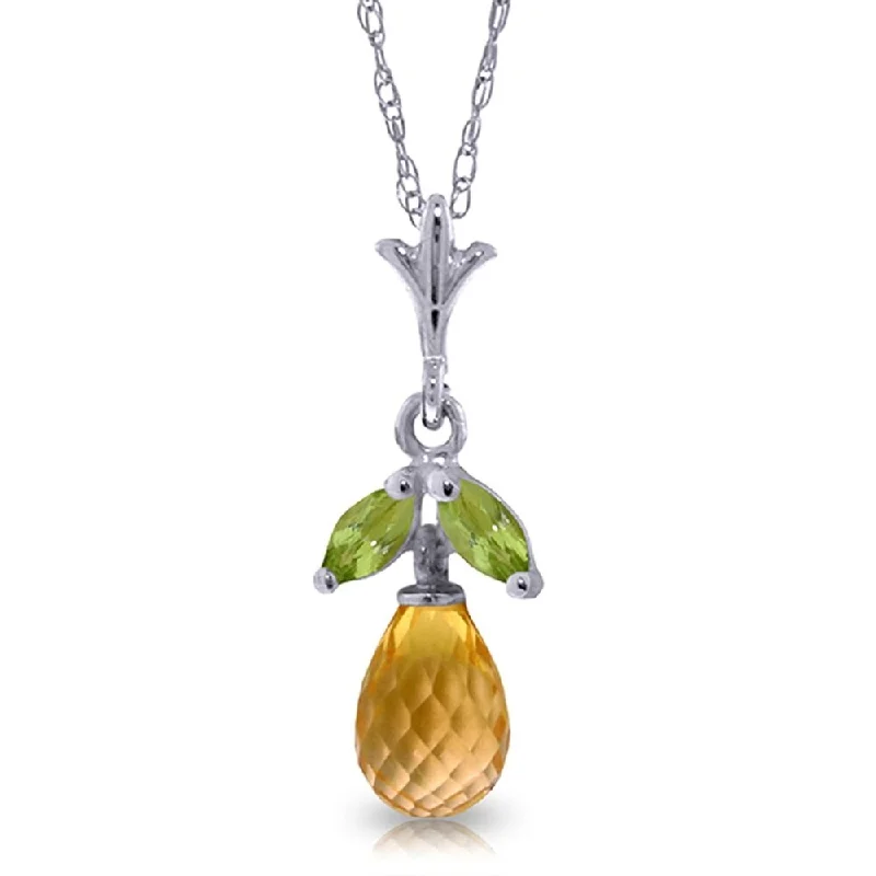 Stellar charm necklaces-1.7 Carat 14K White Gold Uptown Chic Citrine Peridot Necklace