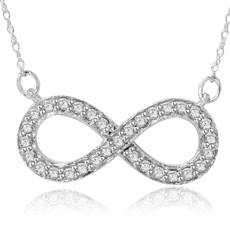 Hemp cord necklaces-14k White Gold 1/ 3ct TDW Diamond Infinity Necklace