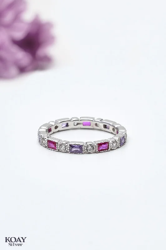 Glossy eternity rings-Zircon (061-Pink&Purple) Ring