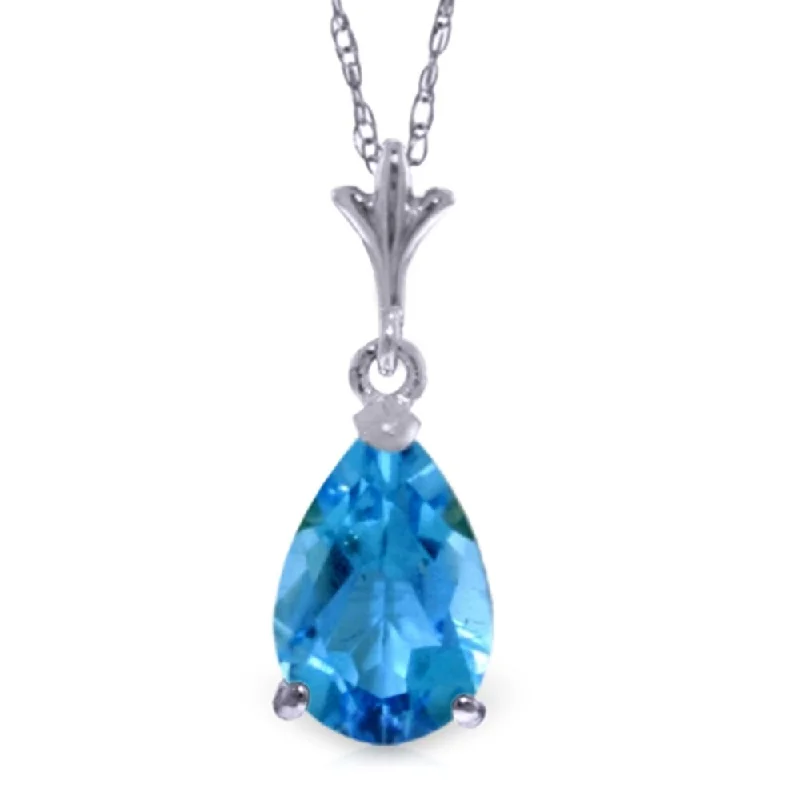 Elegant design necklaces-1.5 Carat 14K White Gold Think No More Blue Topaz Necklace