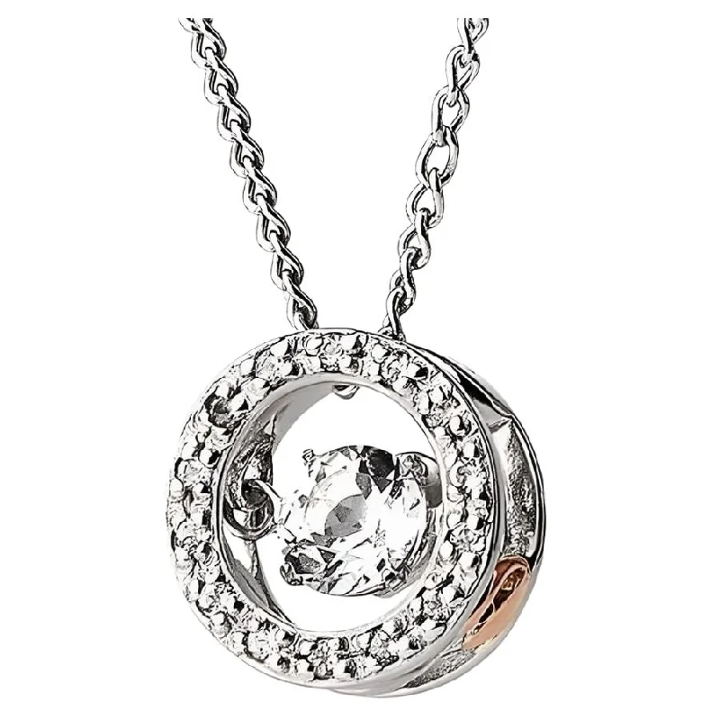 Pure modern engagement rings-Silver & 9ct Rose Gold National Treasure Swarovski Crsytal & White Topaz Pendant