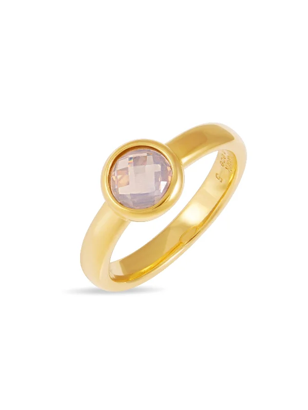 Wide gold rings-Blush Pink Opal Ring