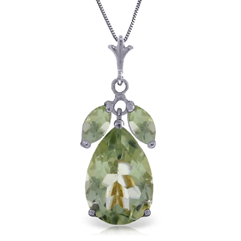 Oval shape necklaces-6.5 Carat 14K White Gold Fastidious Green Amethyst Necklace