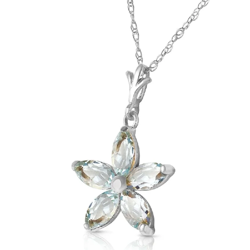 Victorian style necklaces-1.4 CTW 14K Solid White Gold Missouri Aquamarine Necklace