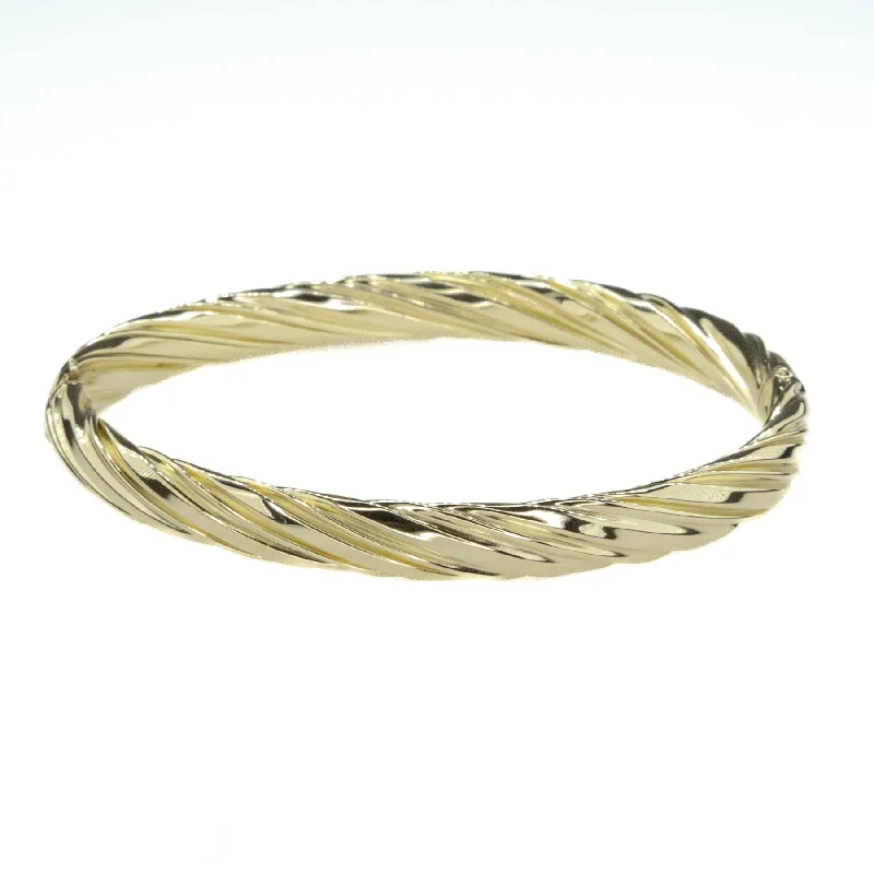 Layered link bangles-6.6mm Wide Hinge Twist Bangle Bracelet in 14K Yellow Gold