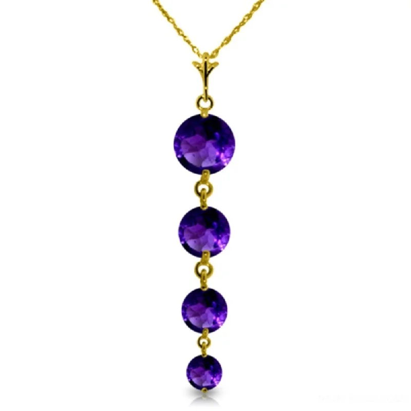 Slanted design necklaces-3.9 Carat 14K Gold Salome's Dance Amethyst Necklace