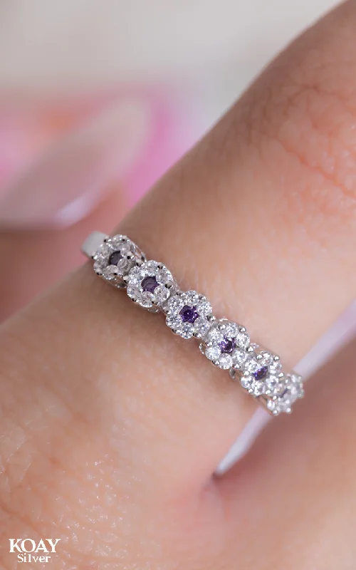 Woven thread rings-Zircon Ring (087) Purple