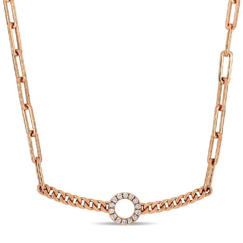 Stellar charm necklaces-Miadora 14k Rose Gold Diamond Accent Bar Circle Center Necklace