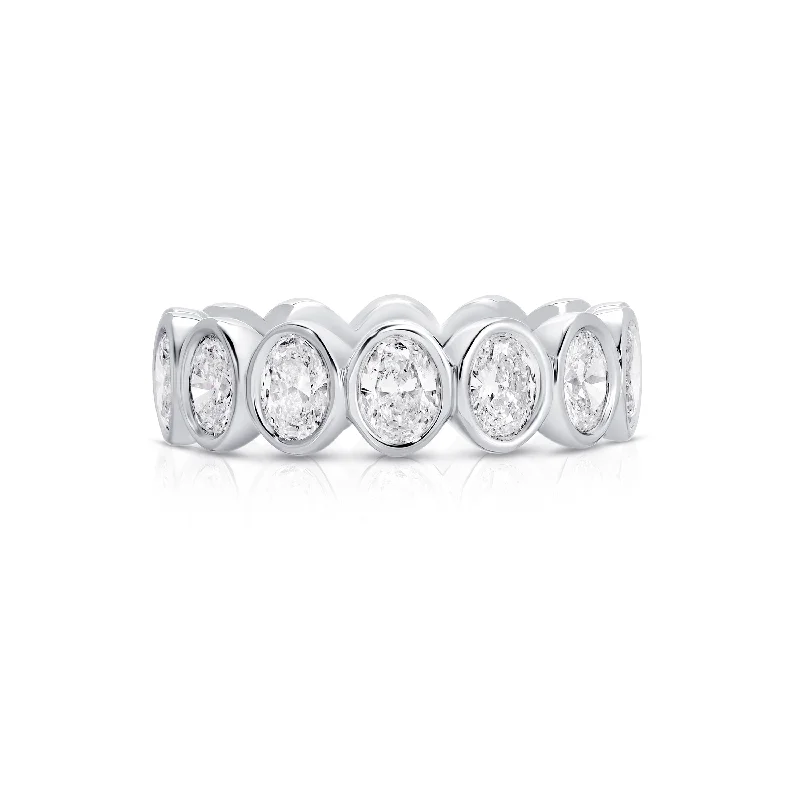 Peace charm rings-NS Bezel Oval Eternity Band