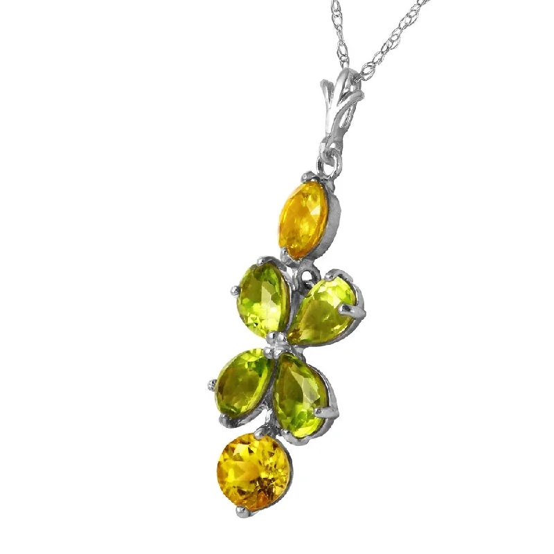 Vintage locket necklaces-3.15 CTW 14K Solid White Gold Necklace Peridot Citrine