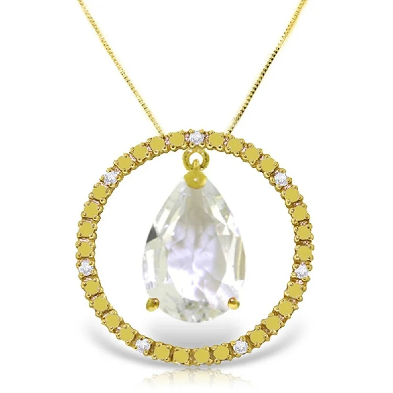 Amethyst pendant necklaces-6.6 Carat 14K Gold Diamond White Topaz Circle of Love Necklace