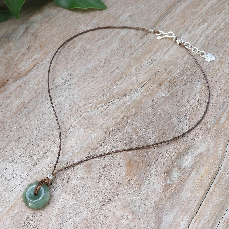 Cotton braid necklaces-Novica Handmade Noble Core Jade Pendant Necklace