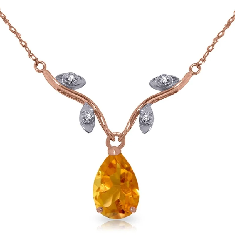 Layered chain necklaces-14K Rose Gold Natural Diamond & Citrine Necklace