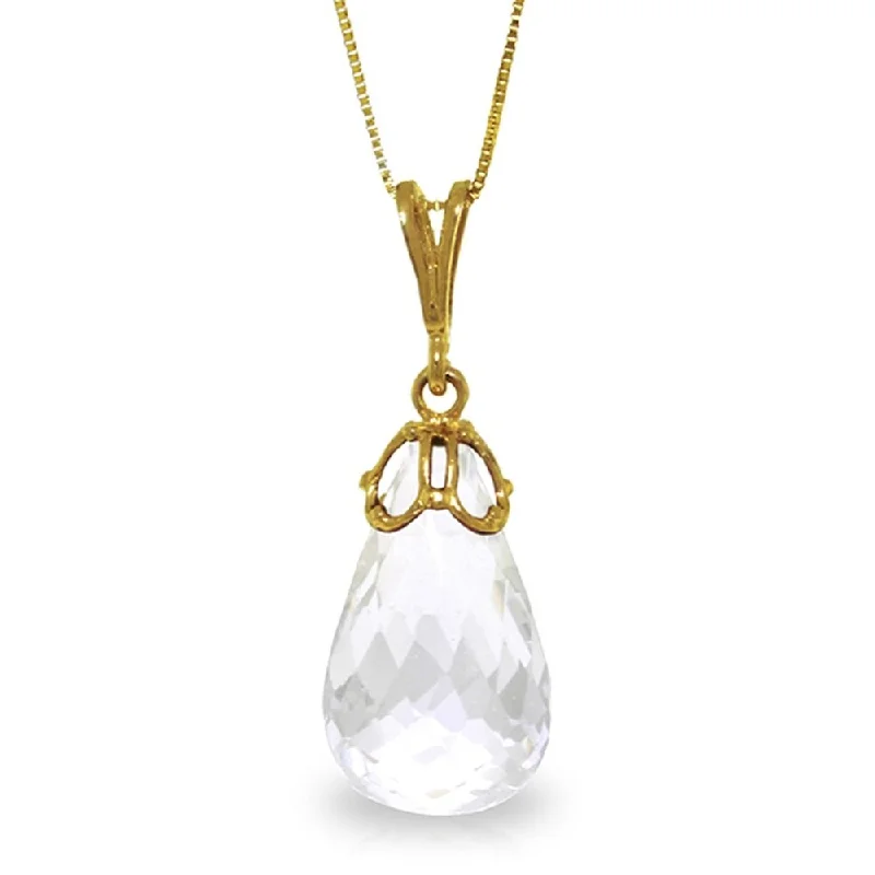 Thin yarn necklaces-7 Carat 14K Gold Capricious White Topaz Necklace